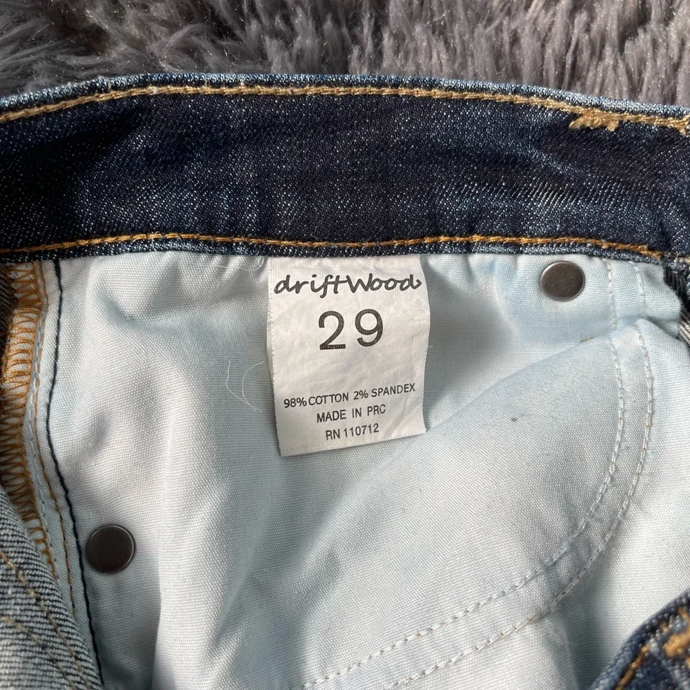 DRIFTWOOD Classic Blue Embroidered Jeans with Distressed Detailing USA Denim Y2K - Picture 10 of 10